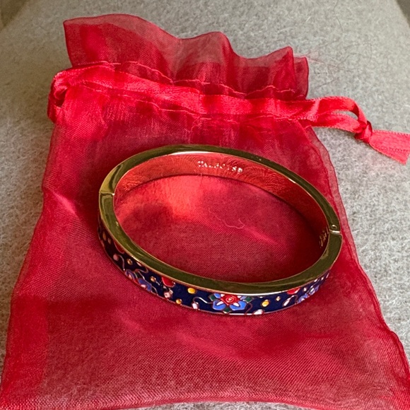 Talbots Jewelry - Talbots Gold-Tone Floral Enamel Bangle in Blue and Red